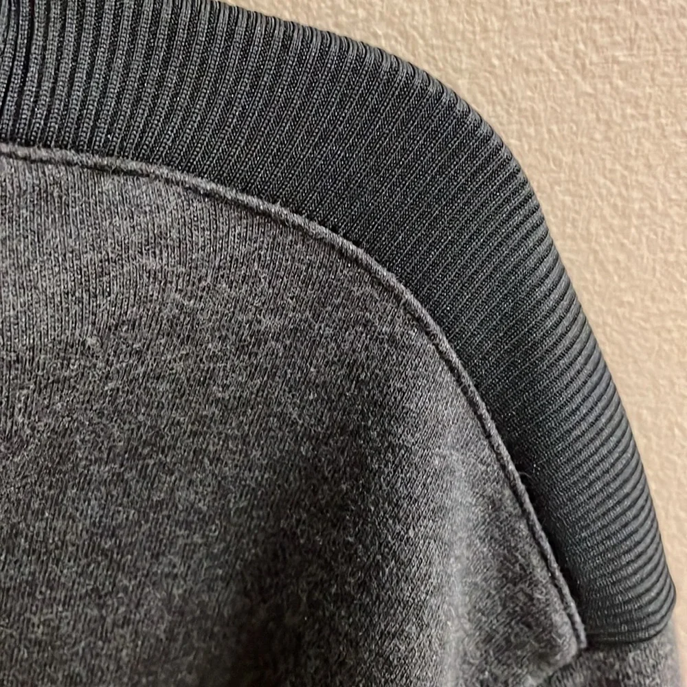 ADIDAS MENS quarter zip pull over sweatshirt / terry inside grey / blk XL